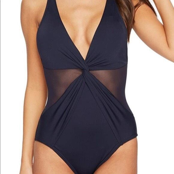 NEW. MICHAEL KORS black mesh swimsuit. Size 12. - Picture 6 of 9